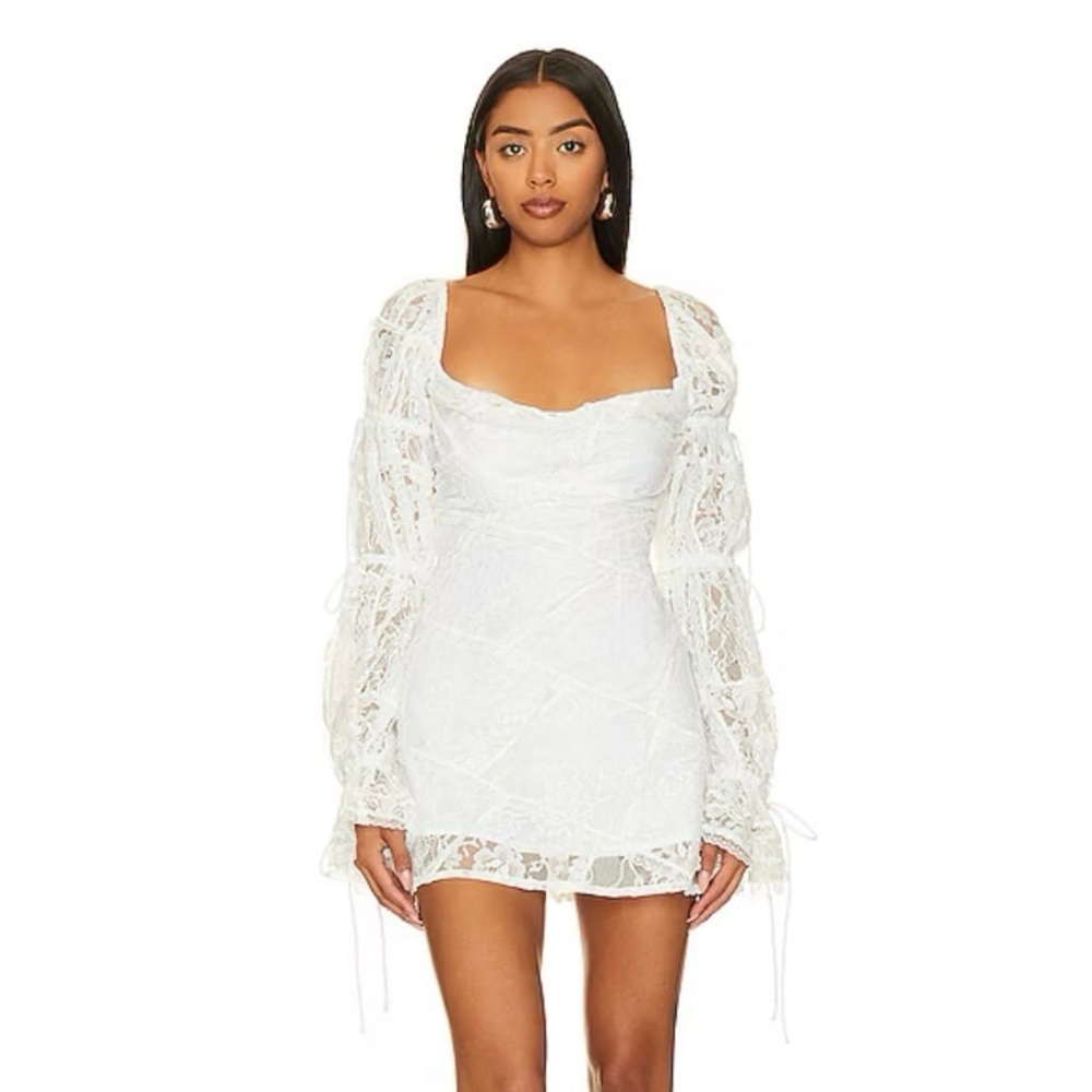 For Love & Lemons Lily Mini Dress in White Size Small
